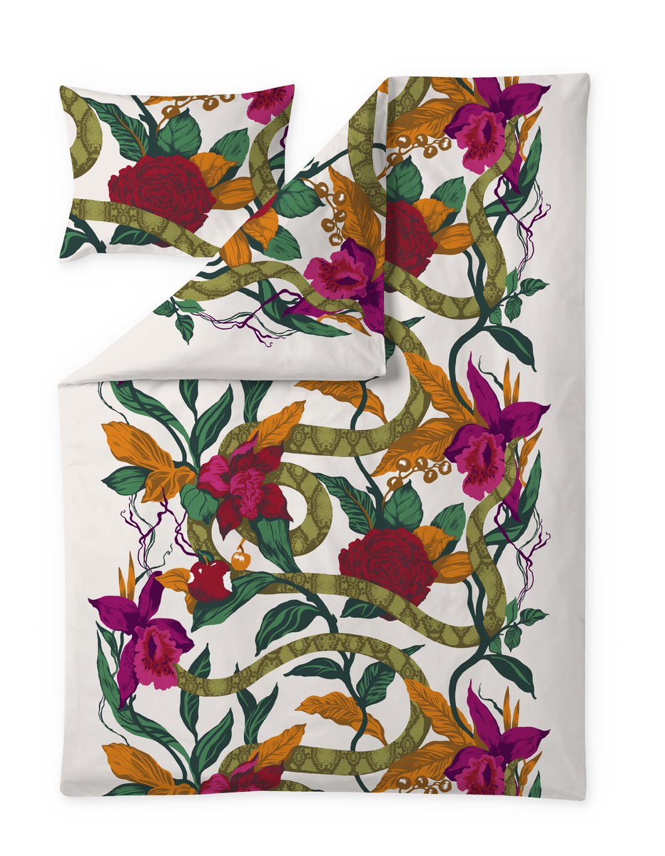 Vallila Kielletty Puutarha satiinipussilakanasetti 150x210cm multi