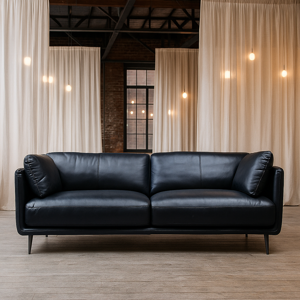 Moon 3 istuttava nahkasohva musta