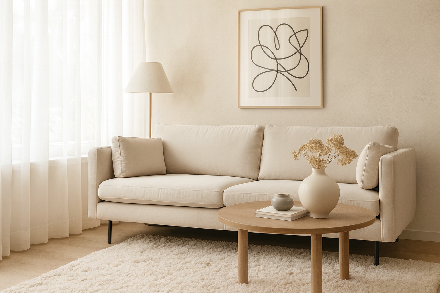 Scandic Collection nordic Copenhagen 3-istuttava beige sametti